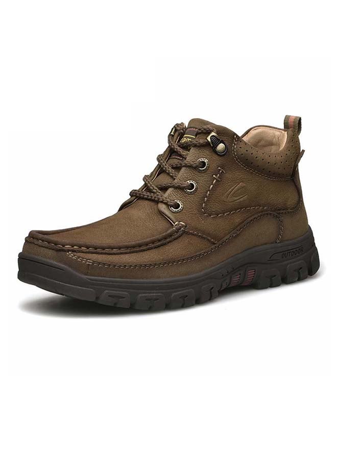 HUSK'SWARE - Stitch Detailed Ankle Boots Khaki - Image 1