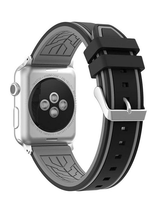 Generic - Silicone Band For Apple Watch 42mm Black/Grey - Image 1