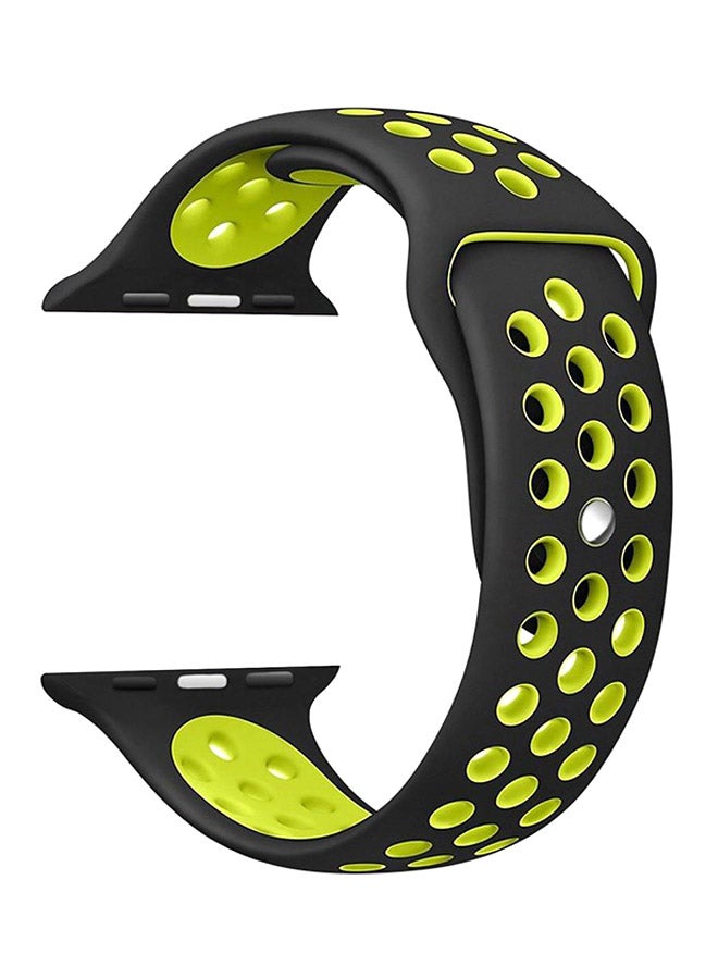 Generic - Silicone Replacement Band For Apple Watch Series 1/2 42mm Black/Green - Image 1