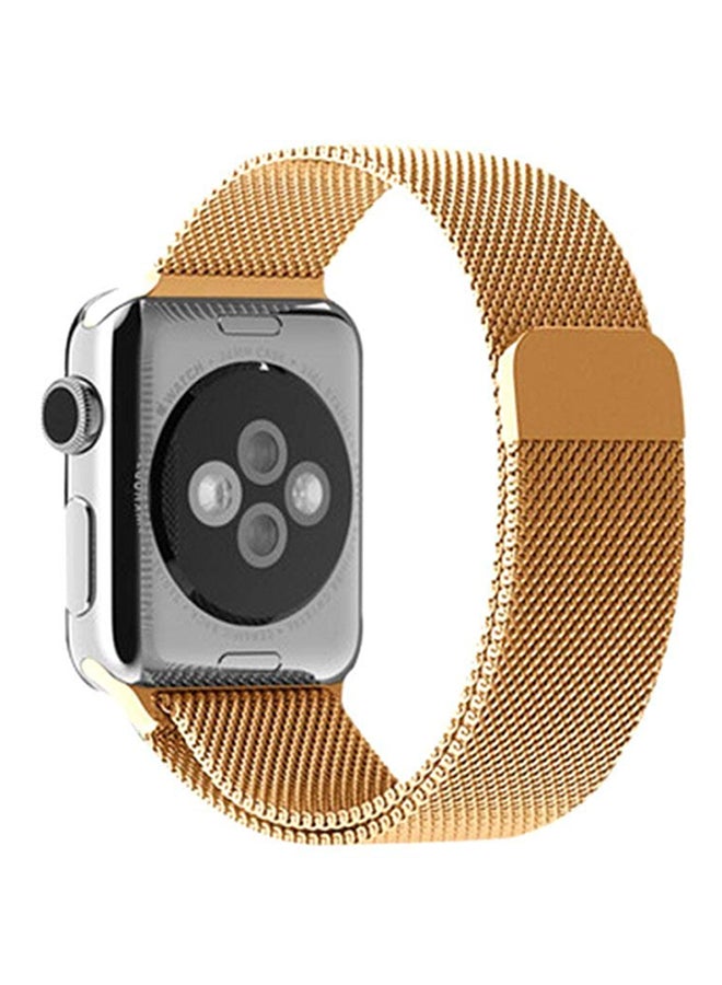 سوار من الستانلس ستيل لساعة أبل مقاس 42 مم ذهبي - Image 2