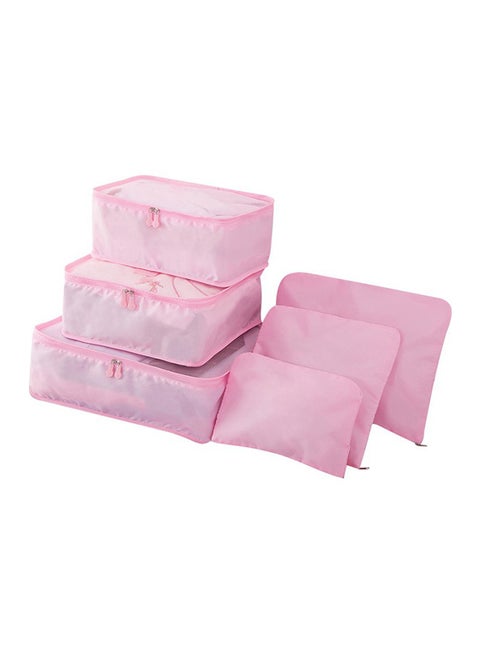 6-Piece Travel Organizer Bags Set Pink
