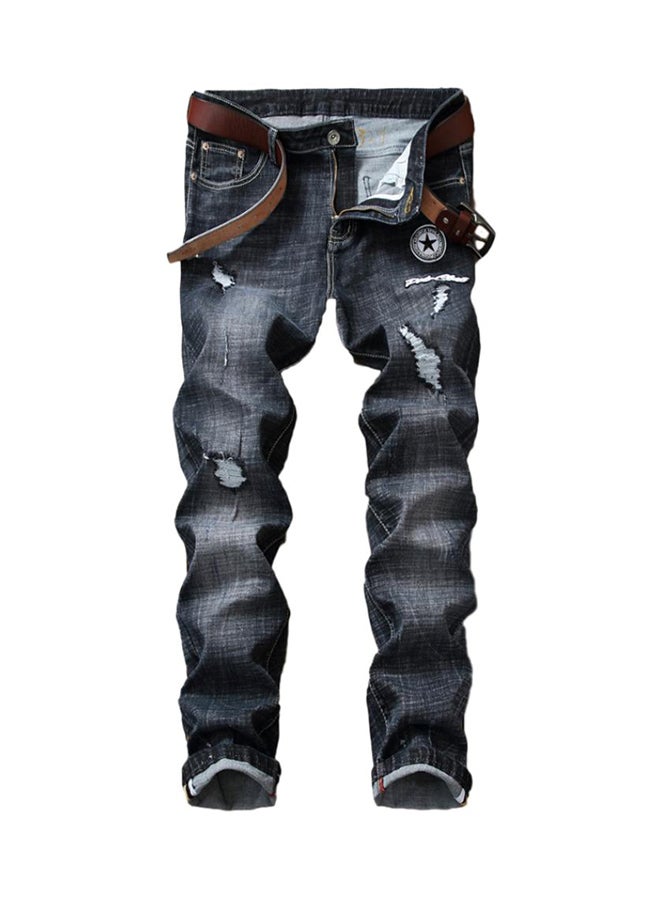 Bluelans Star Patch Ripped Denim Jeans Blue  - Image 1