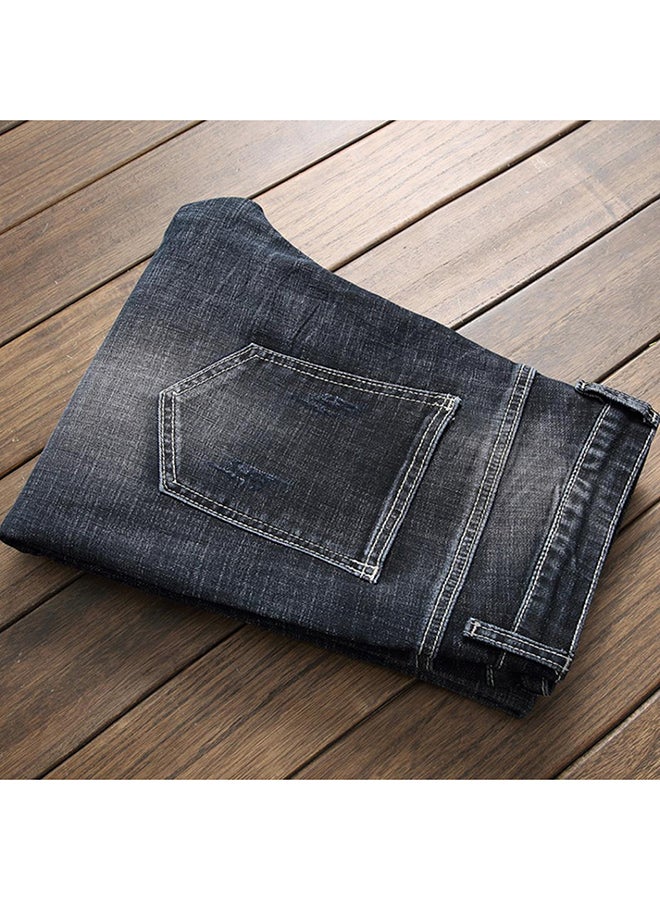 Bluelans Star Patch Ripped Denim Jeans Blue  - Image 2