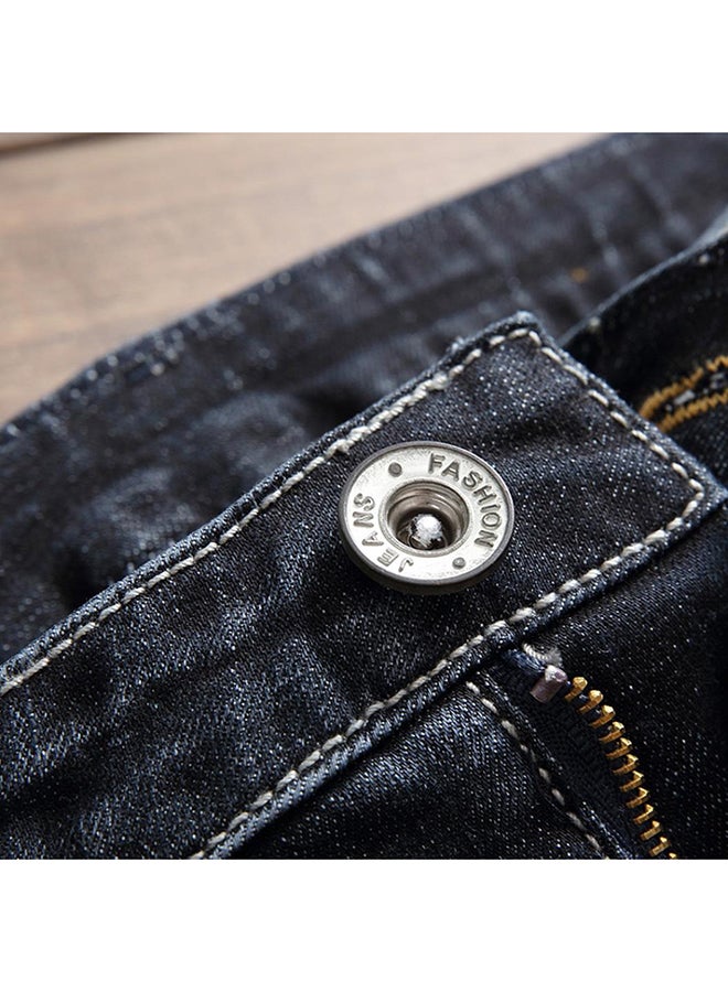 Bluelans Star Patch Ripped Denim Jeans Blue  - Image 4