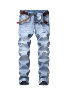 Bluelans Frayed Hole Hip Hop Denim Loose Jeans Blue  - Image 1