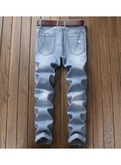 Bluelans Frayed Hole Hip Hop Denim Loose Jeans Blue  - Image 2