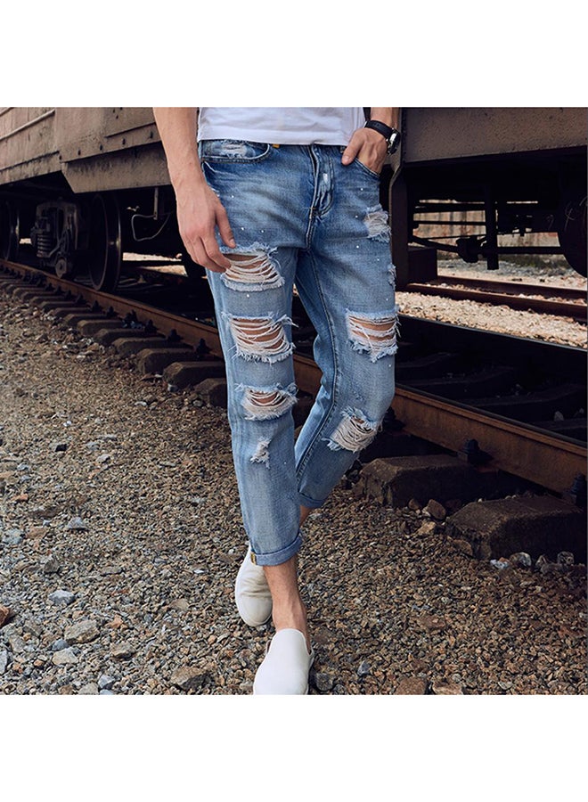 Bluelans - Hip Pop Ripped Jeans Light Blue - Image 1