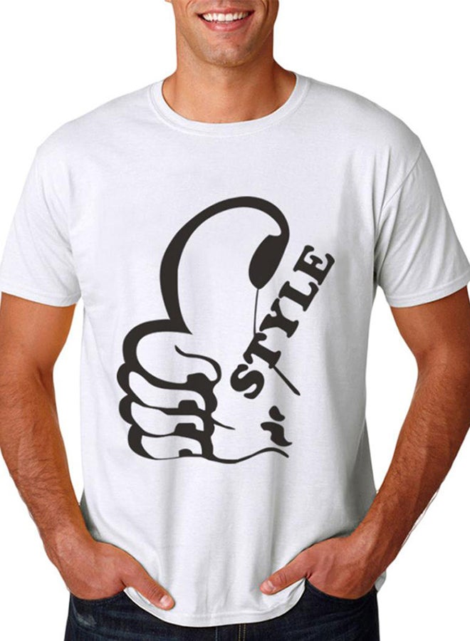 Bluelans Thumb Finger Letter Pattern T-shirt White/Black