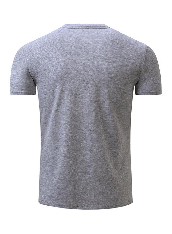 Bluelans Casual Letter Print Short Sleeve Cotton T-Shirt Grey/Red - Image 2