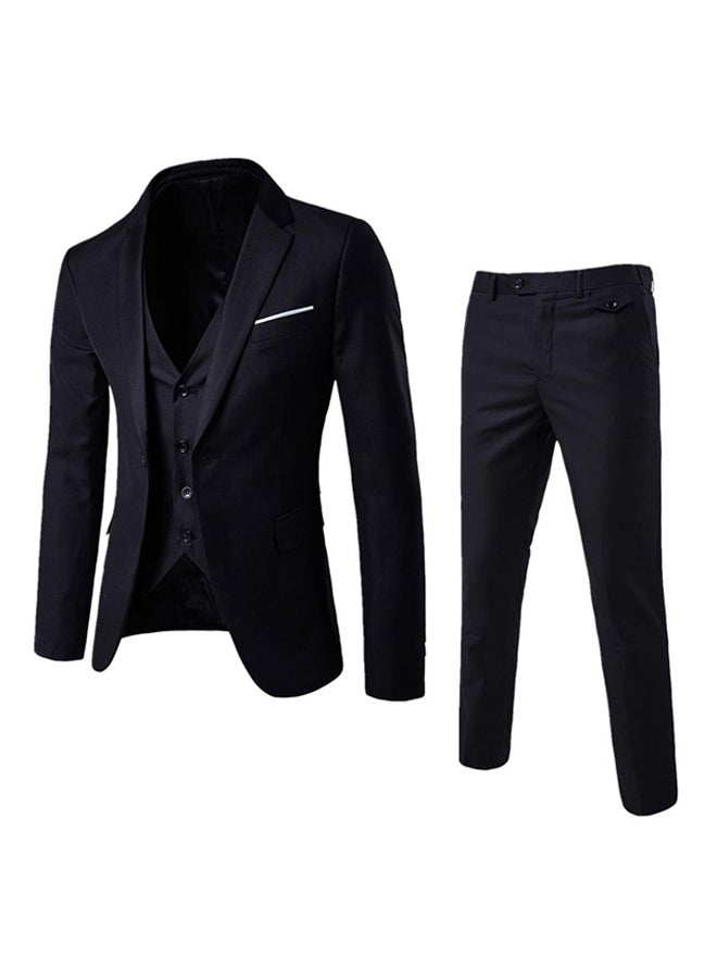 Bluelans - Business Formal Slim Fit Waistcoat Three-piece Suit Black - Image 1