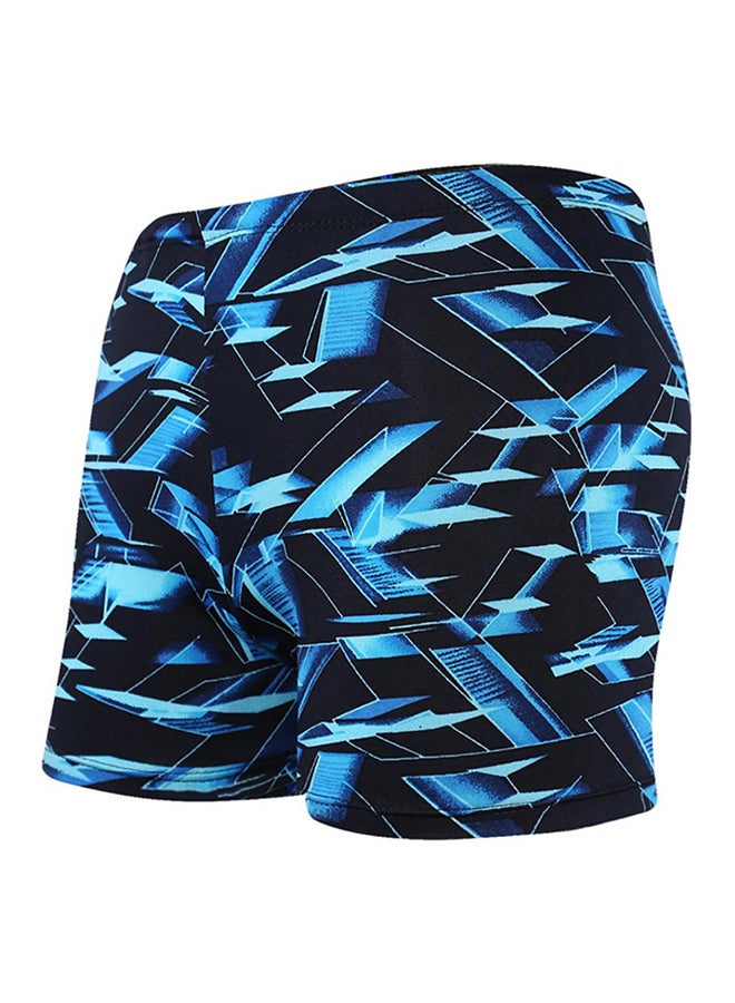 Bluelans Printed Slim Fit Swim Shorts Black/Blue 