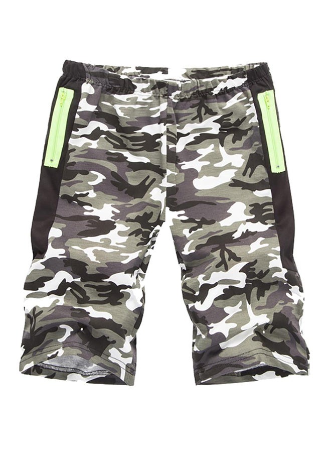 Bluelans Casual Loose Camouflage Print Outdoor Cargo Shorts Grey/Black 