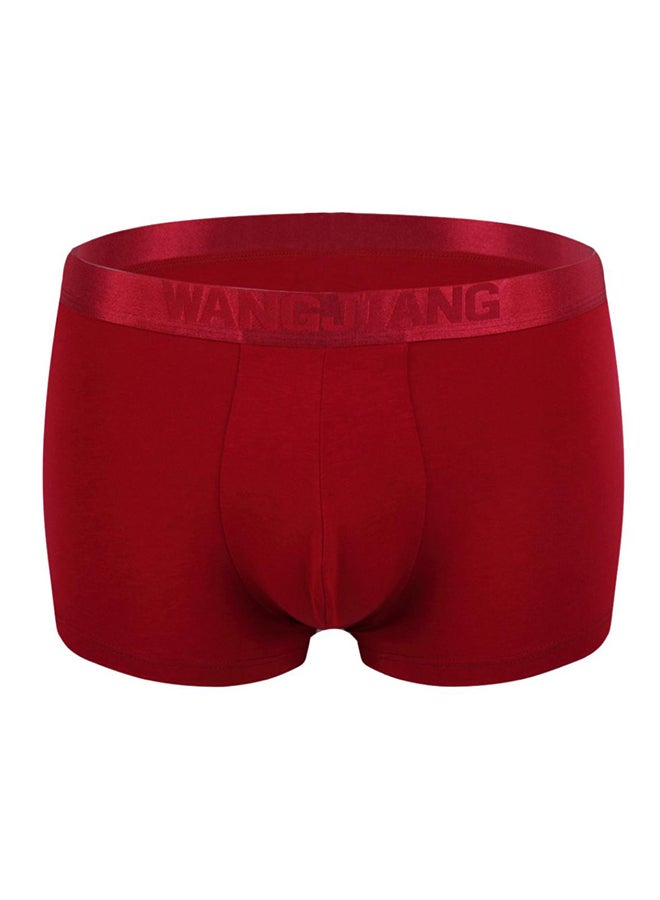 Bluelans - Solid Breathable Elastic Mid Rise Briefs Dark Red - Image 1