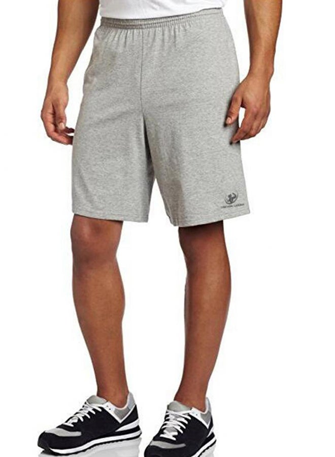 بلولانز شورت سادة كاجوال رياضي لتمارين اللياقة البدنية رمادي فاتح