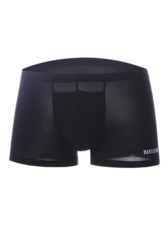 Bluelans Solid Elastic Low Waist Briefs Black 