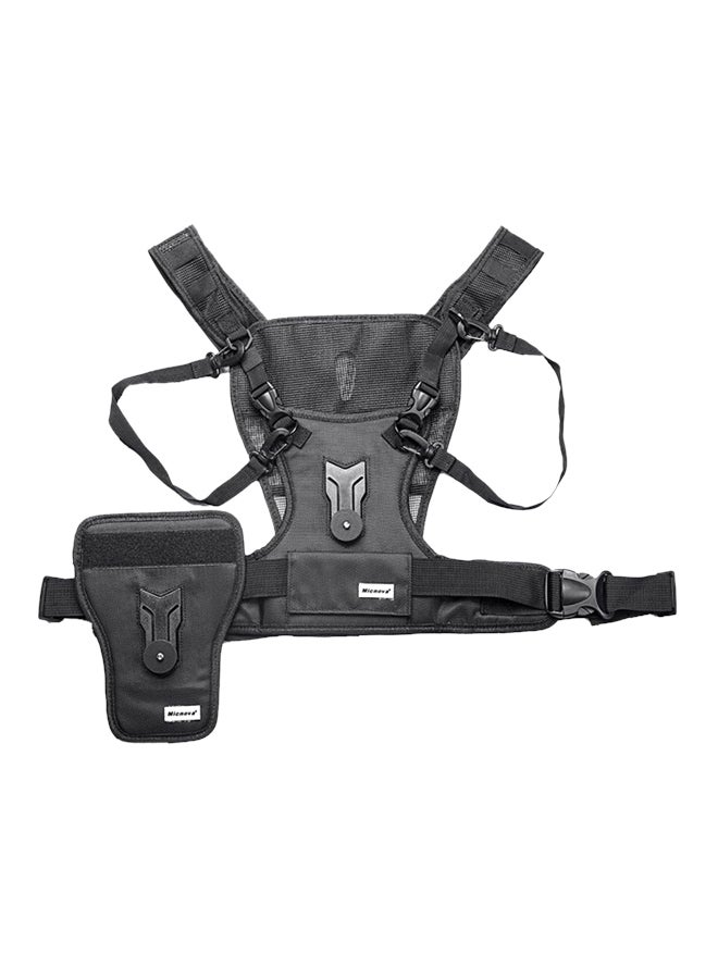Camera Carrying Harness System With Side Holster Black - Image 1