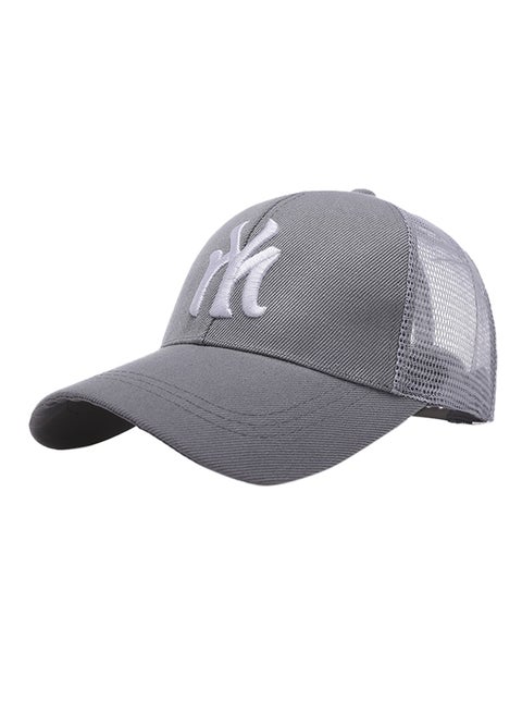 NY Embroidery Summer Mesh Snapback Hat Grey