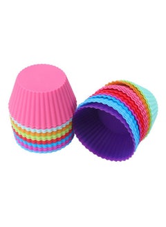 12-Piece Multicolor Silicone Cup Cake Mould Set Multicolour 7x4x3.2cm
