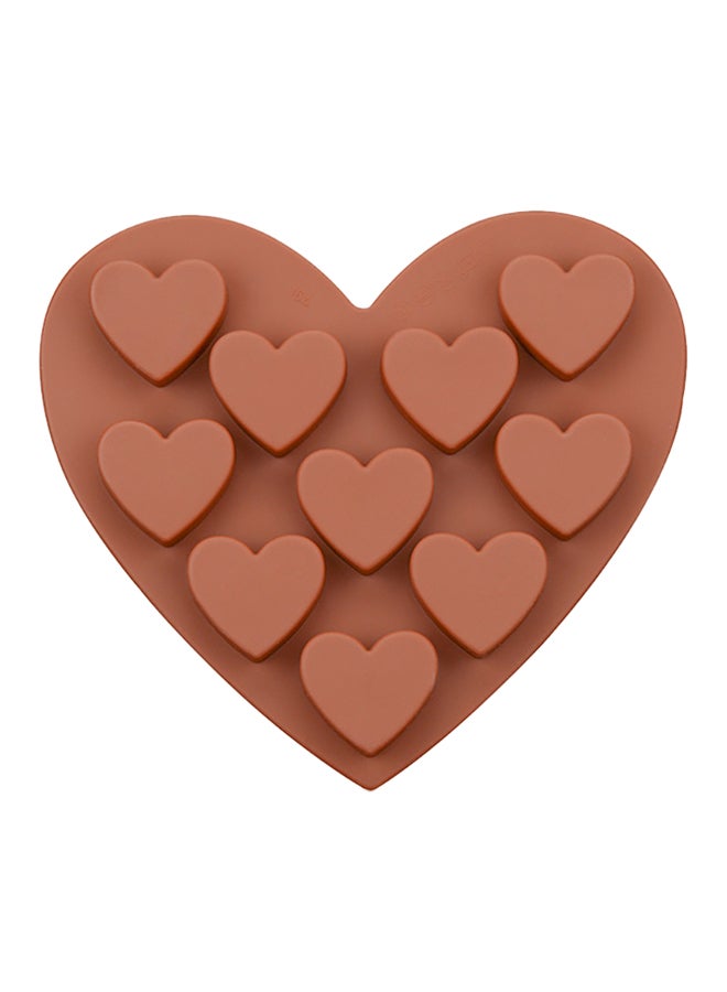 Heart Shaped Silicone Mould Tray Brown 6.8x6.8x1centimeter