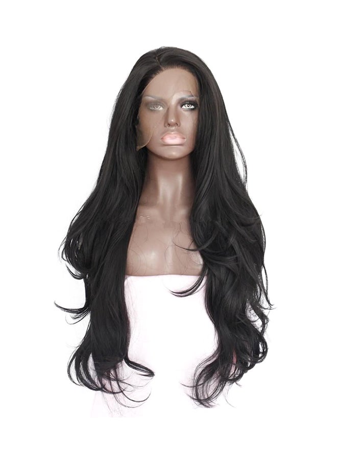 Natural Wavy Front Lace Hair Wig Black - Image 1