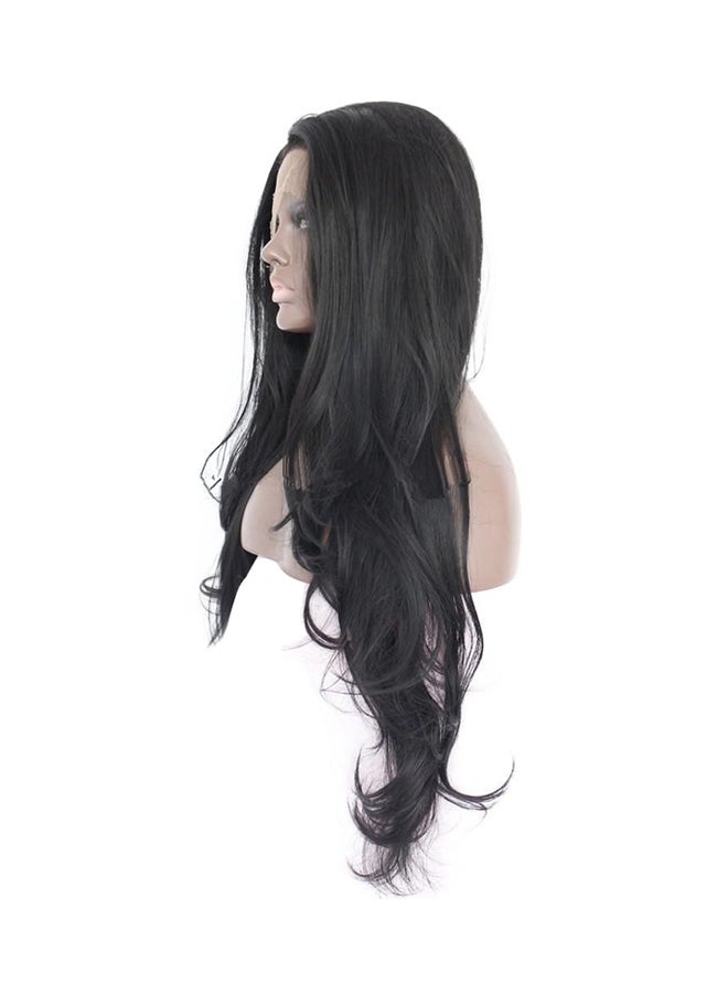 Natural Wavy Front Lace Hair Wig Black - Image 3