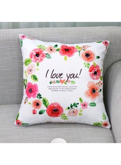 Flower Printed Square Pillow Multicolour