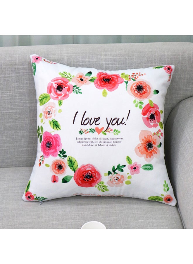 Sharpdo - Flower Printed Square Pillow Multicolour - Image 1