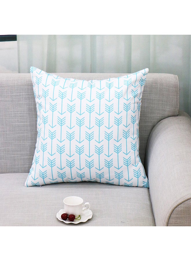 وسادة مربعة بنقش مطبوع أزرق/ أبيض One Size