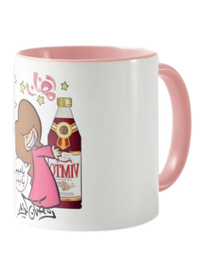 وان بيس قدح بتصميم خاص بمشروب فيمتو بشهر رمضان أبيض/ وردي