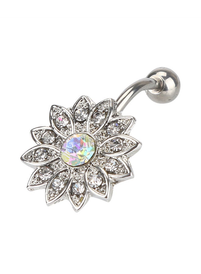 Crystal Rhinestone Flower Belly Button Ring  - Image 1