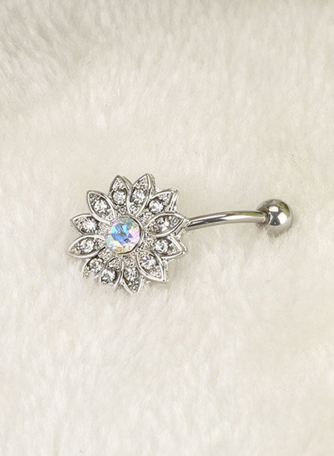 Crystal Rhinestone Flower Belly Button Ring  - Image 2