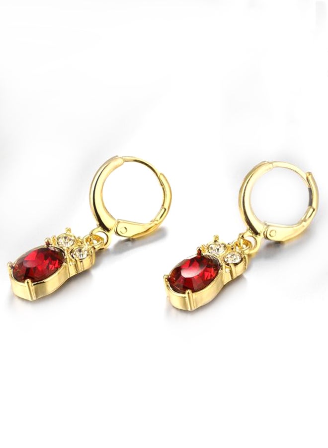 Retro Vintage Brass Rhinestone Crystal Owl Dangle Earrings - Image 2