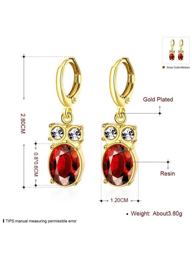 Retro Vintage Brass Rhinestone Crystal Owl Dangle Earrings - Image 3