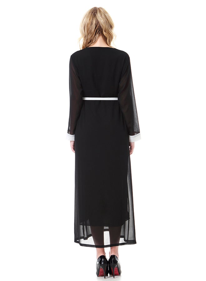Chiffon V-Neck Maxi Dress Black - Image 2