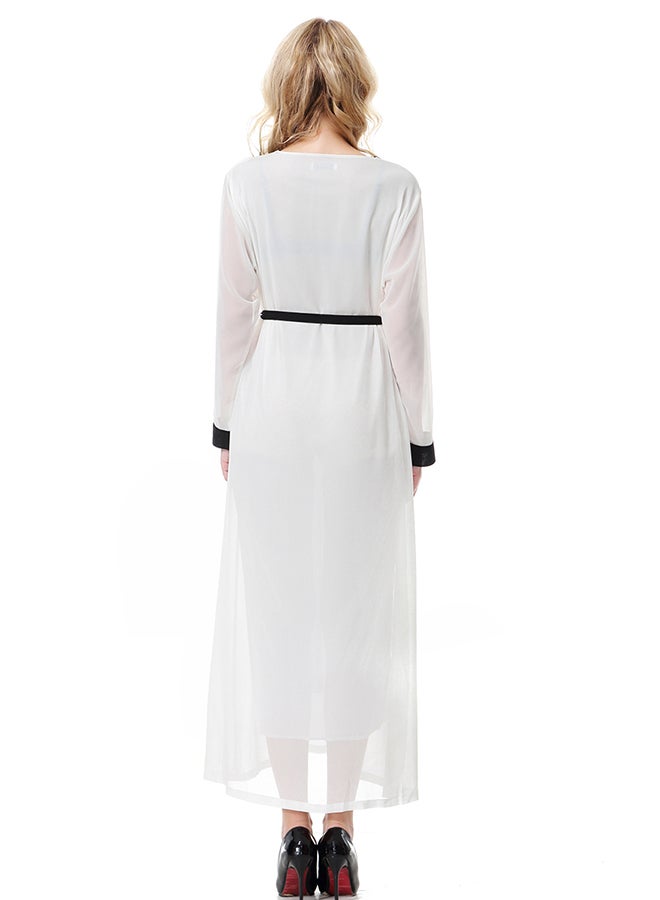 V-neck Robe Maxi Dress White  - Image 2