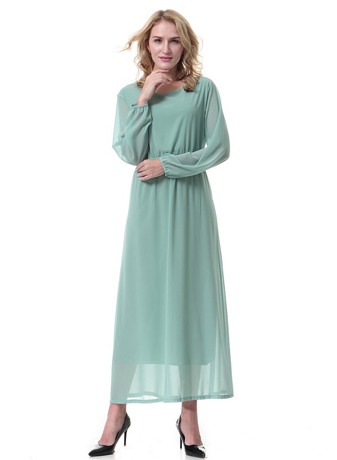 Solid Color Chiffon Maxi Dress Green  - Image 1
