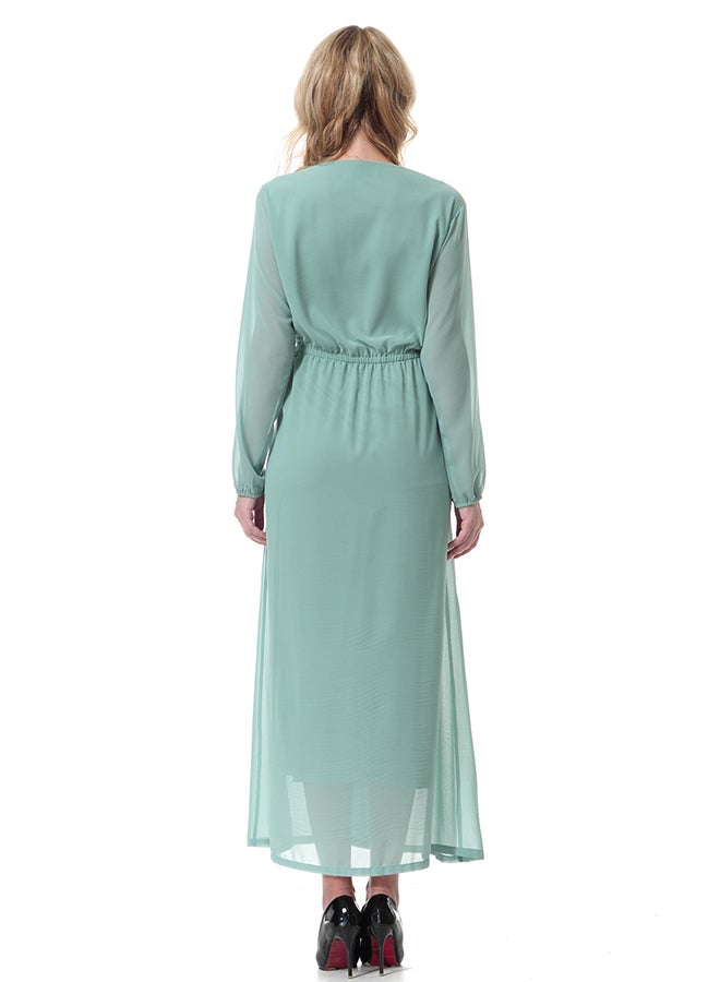 Solid Color Chiffon Maxi Dress Green  - Image 2