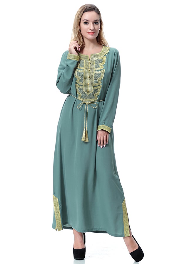 Casual Wool Long Dress Green  - Image 1