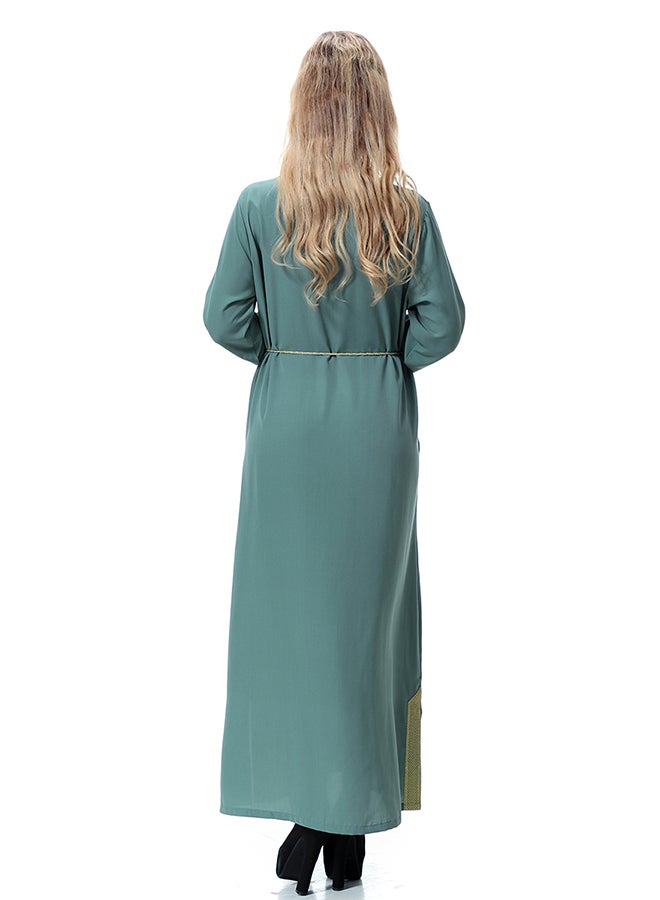 Casual Wool Long Dress Green  - Image 2