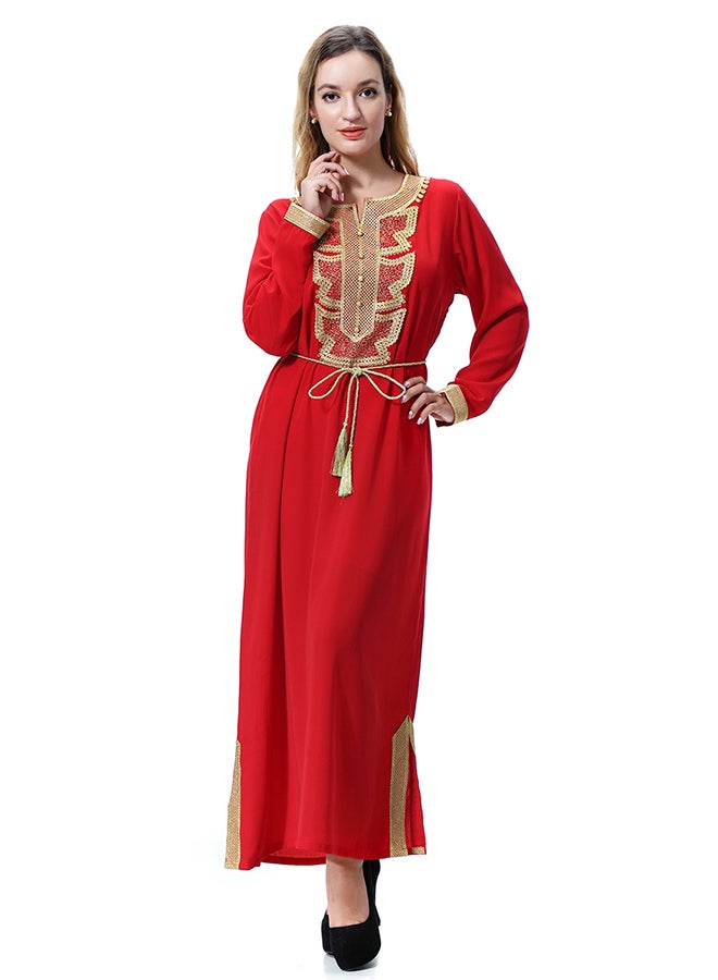 Casual Wool Long Dress Red  - Image 1