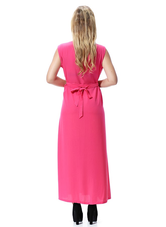 Casual Tunic Maxi Dress Rose Red  - Image 2