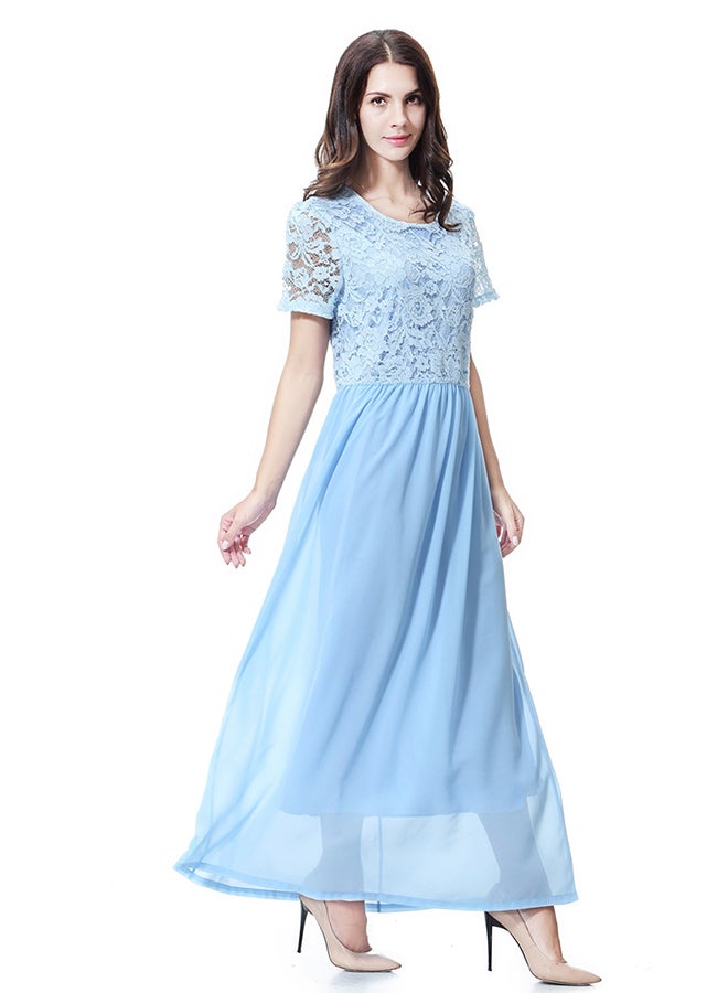 Chiffon Tunic Maxi Dress Sky Blue  - Image 1