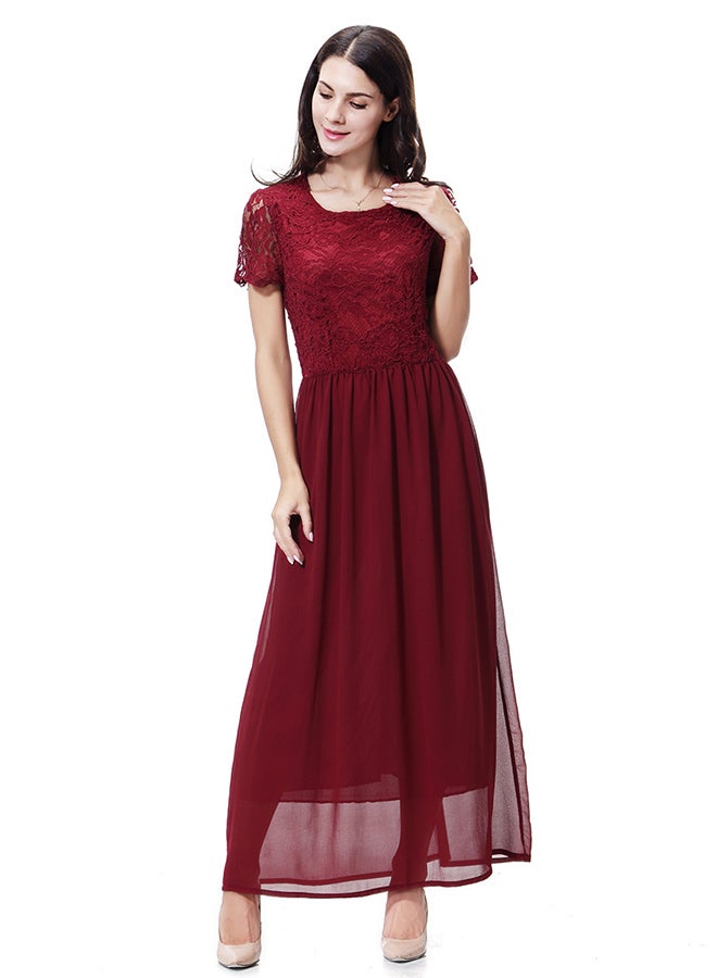 Chiffon Tunic Maxi Dress Red  - Image 1