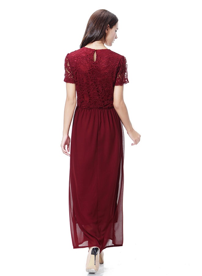 Chiffon Tunic Maxi Dress Red  - Image 2