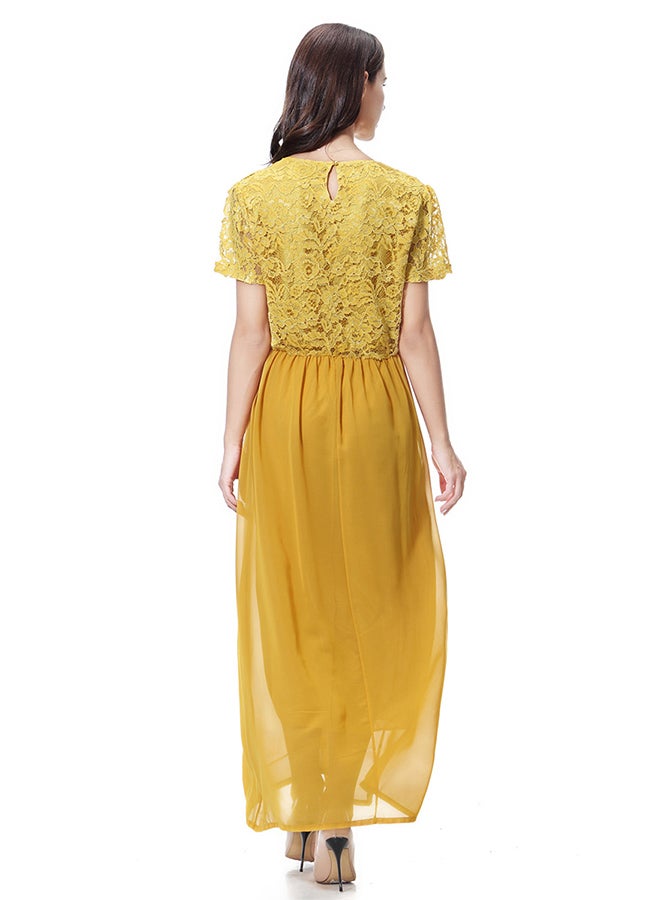 Chiffon Tunic Maxi Dress Yellow  - Image 2