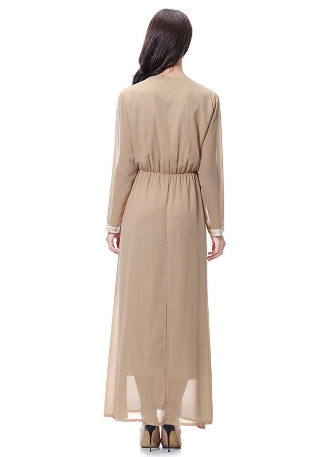 Chiffon Long Skirt Dress Camel  - Image 2