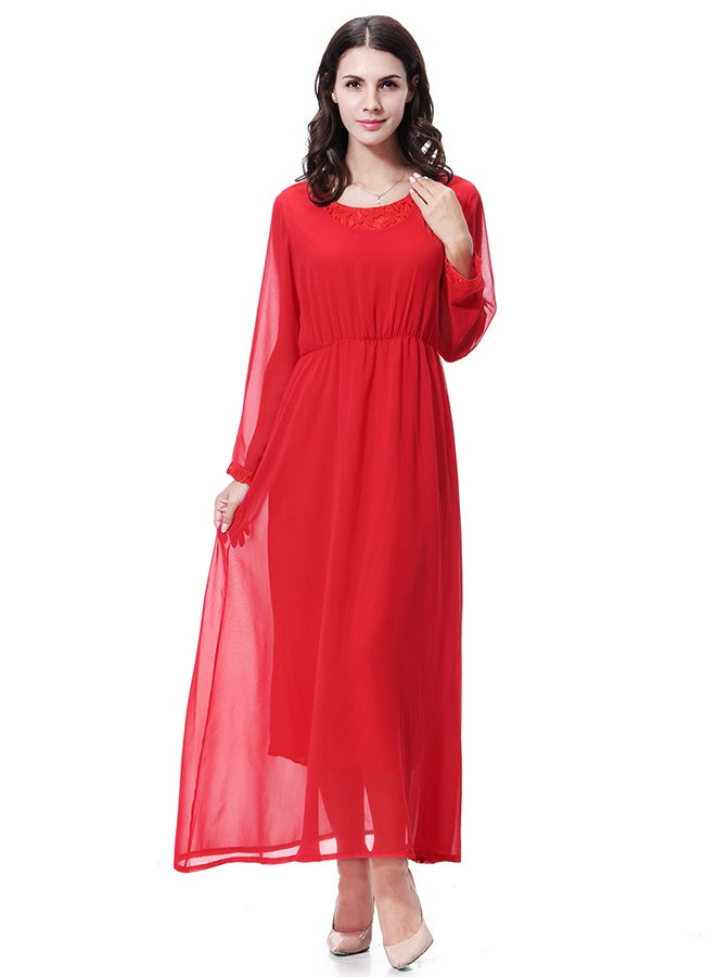 Chiffon Long Skirt Dress Red  - Image 1