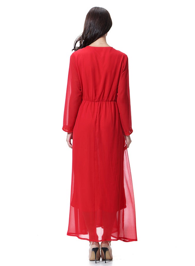 Chiffon Long Skirt Dress Red  - Image 2