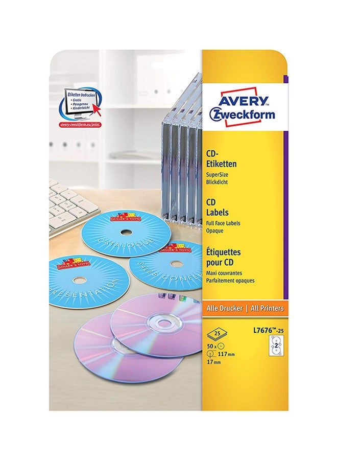 AVERY - 50-Piece Full Face CD Laser Labels Blue - Image 1