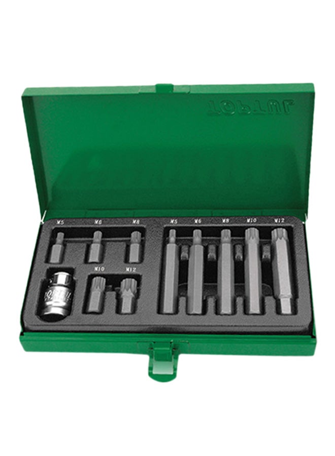 TOPTUL - 11-Piece Hex Shank Spline Insert Bit Set GAAD1102 Grey - Image 1